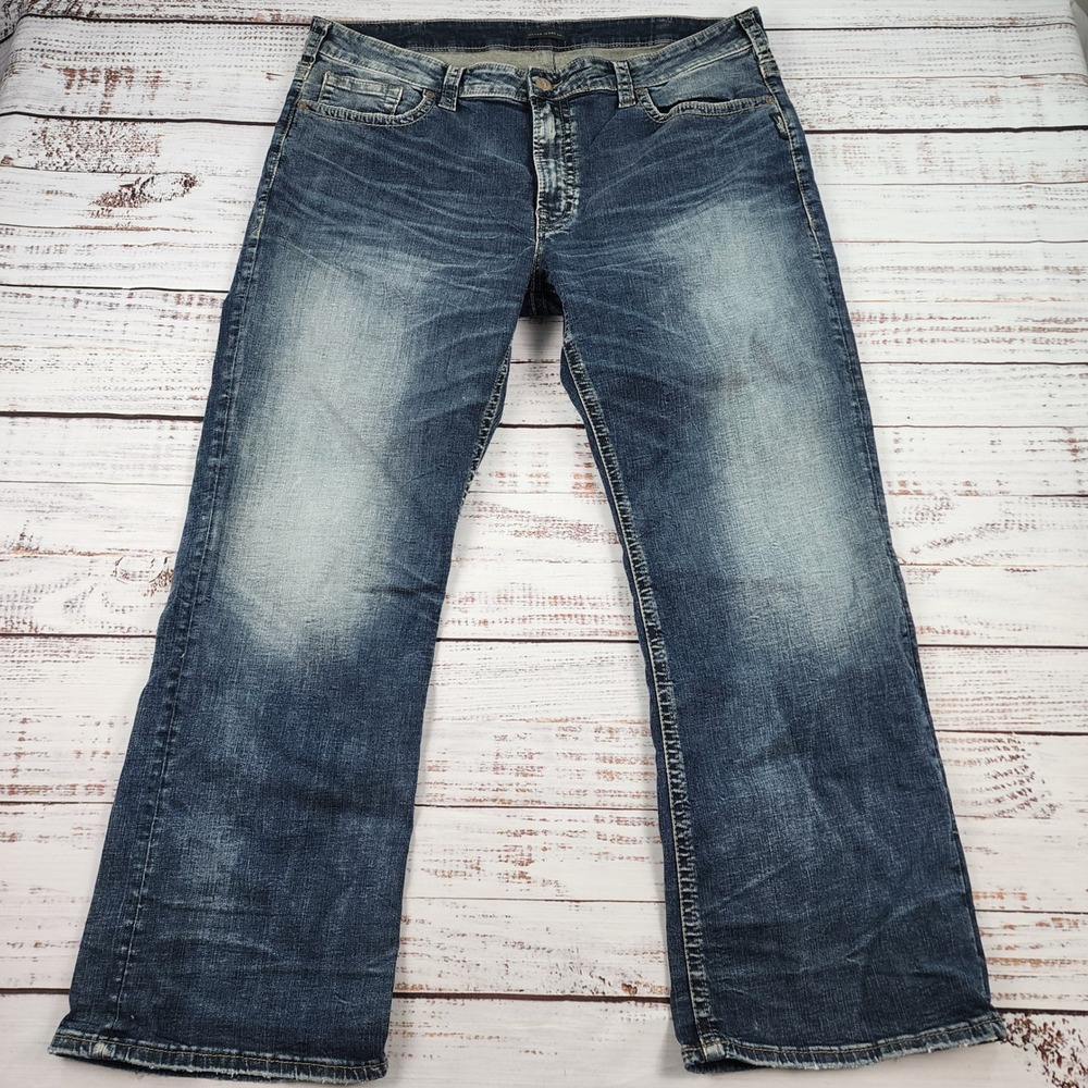 Silver Jeans Co Craig Easy Bootcut Jeans Mens 40x30 Dark Wash Stretch Blue Denim